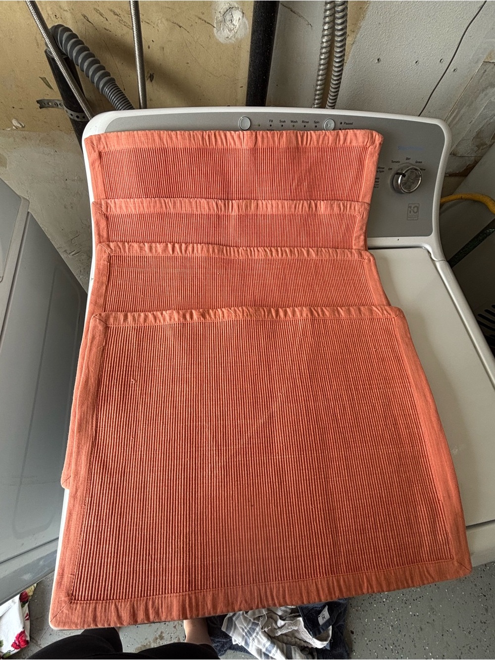 Pottery Barn Coral Ribbed Cotton tablecloths